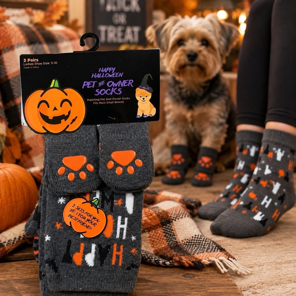 Halloween Matching Pet Owner Socks 3 Pairs Women 5-10 Small Dog Gina Group NIP